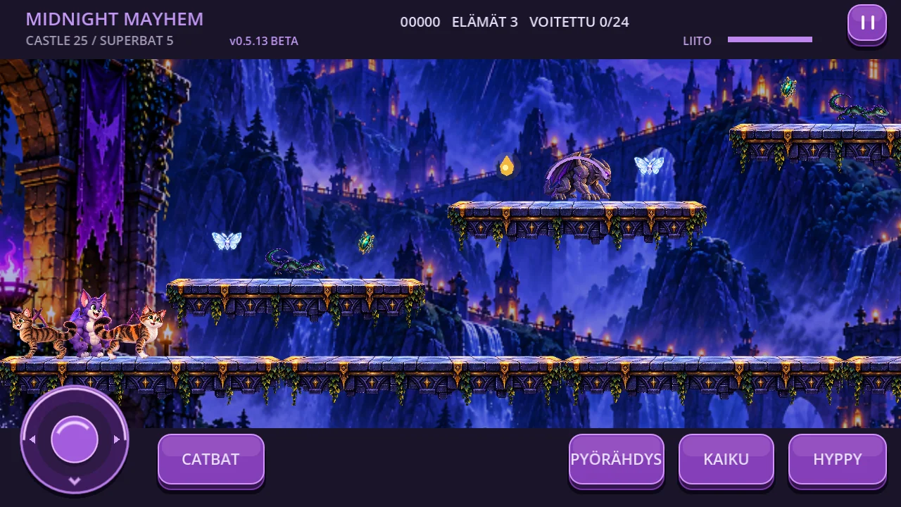 FatBatDad ja kaksi CatBatia linnan pihan alatasanteella.